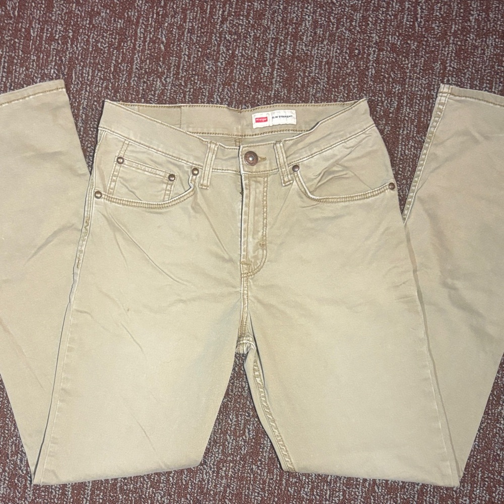 Wrangler Men's Beige Straight Jeans tan western style pants tan denim cowboy 29